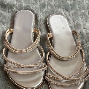 Elegant Silver and Cream Women's Sandals